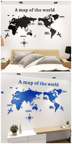 Dark Blue Acrylic World Map