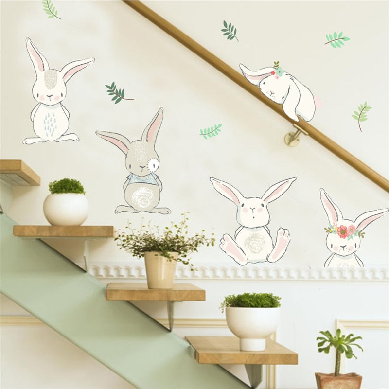Rabbit & Flower Lovely Wall Decal Home Decor Idea