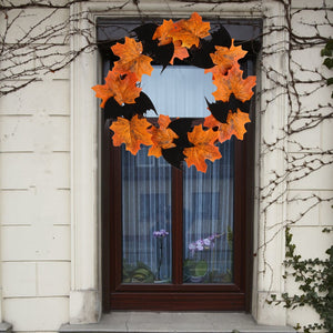 Hanging Bat Leaf Wreath Halloween Home Decorations