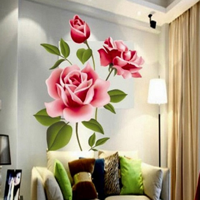 Romantic Rose Flower Blossom Wall Decal