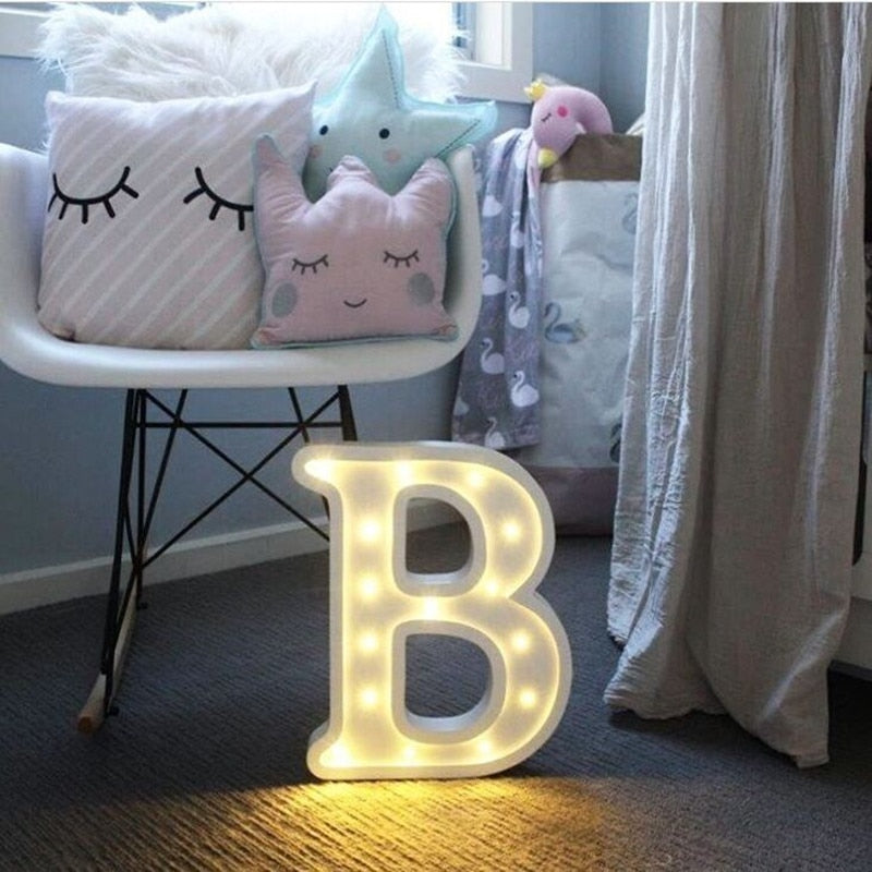 Luminous LED Monogram Letters & Numbers Home Room Room Decor (English Alphabet) 