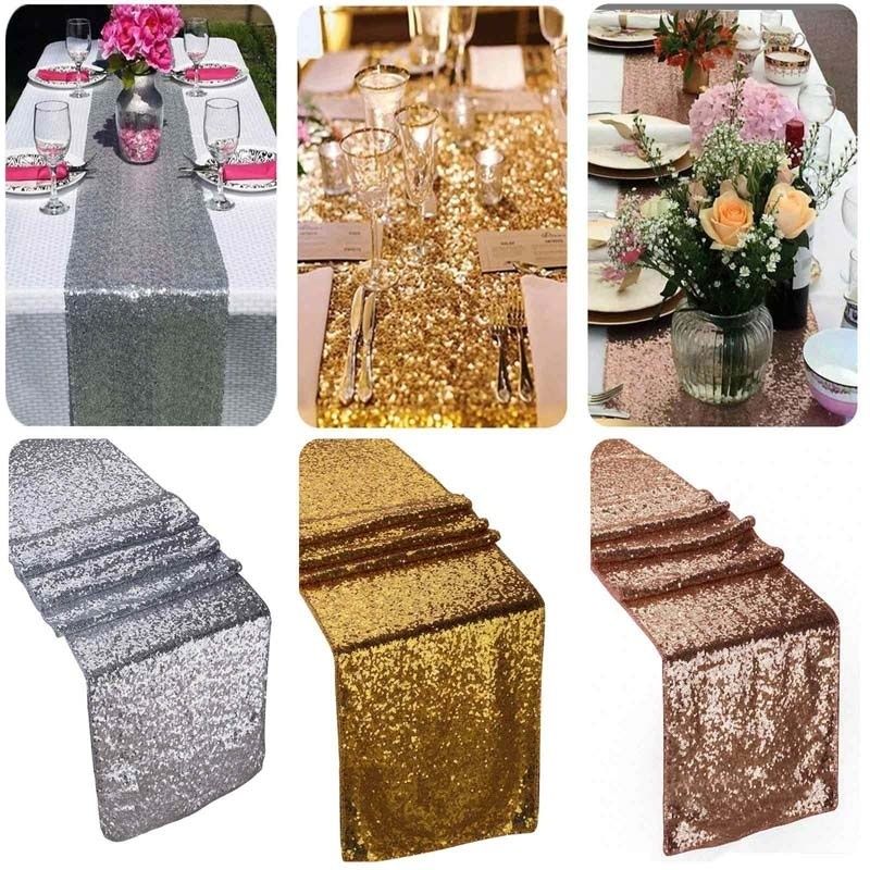 Embroidered Sequin Table Runner Living Room Decor 