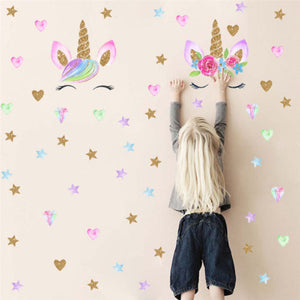Magical Fairy Unicorn Bling Stars Wall Decor Stickers Kids Room Decor