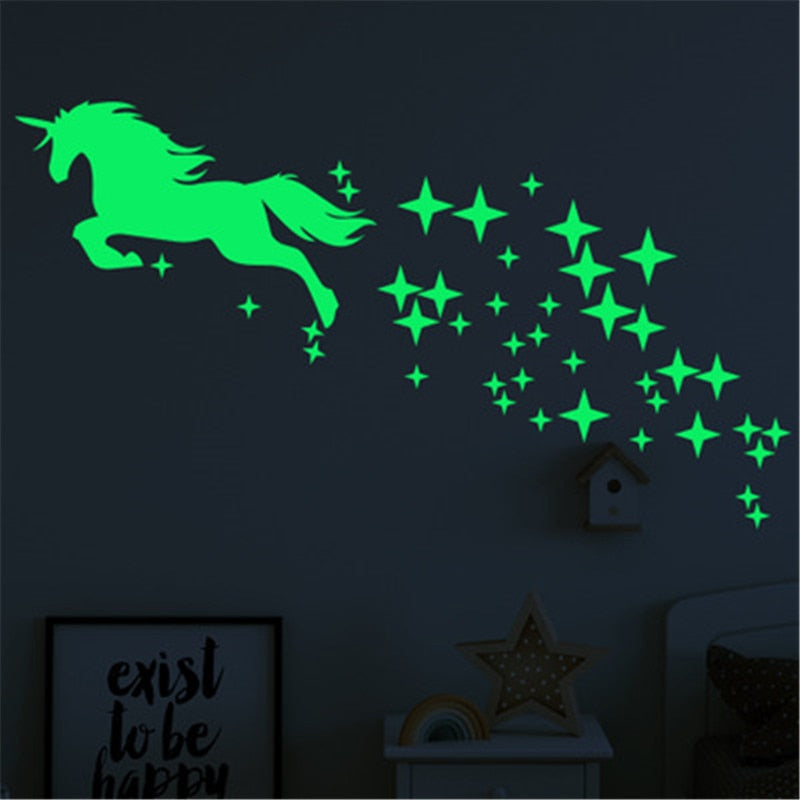 Luminous Unicorn Wall Stickers For Kids Room Decor