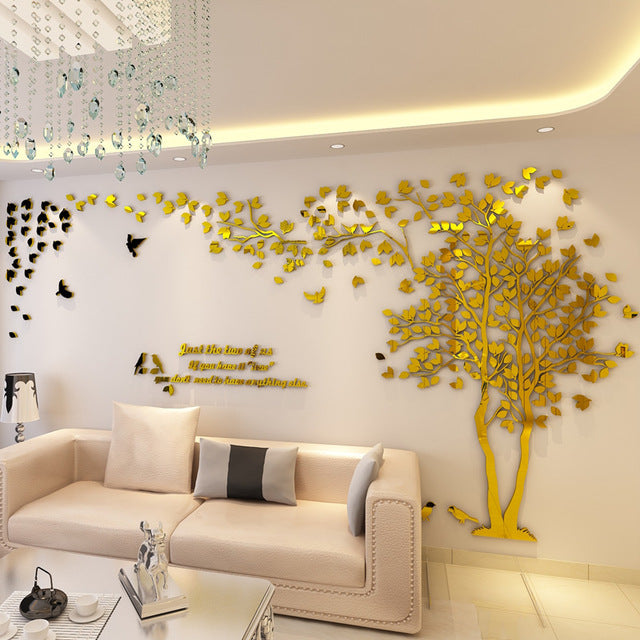Gold (Right) Tree 3D Acrylic Wall Stickers DIY