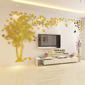 Gold (Left) Tree 3D Acrylic Wall Stickers DIY